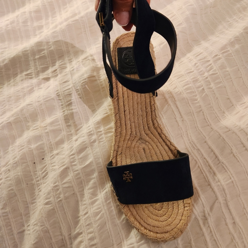 Tory Burch Navy Blue Baily Wmen's Blnsvy Blue  Espadrille Sandals  Size 9 - Picture 13 of 15